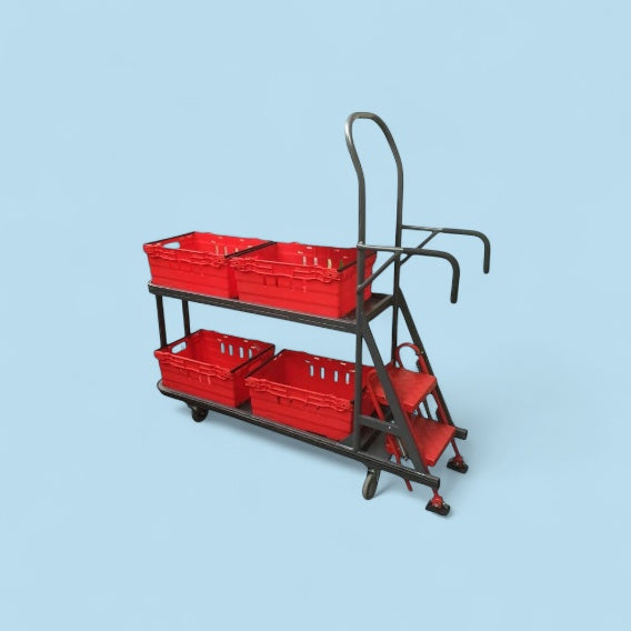 Step trolley with two shelves