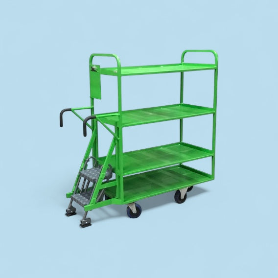 Step trolley with four shelves