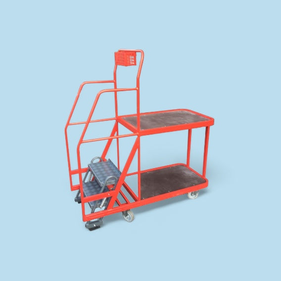 Step trolley with handrail