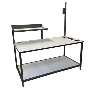 Black Workbench With Cut Outs And Shelf