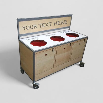 Food waste & recycling clearing trolley with front cupboards