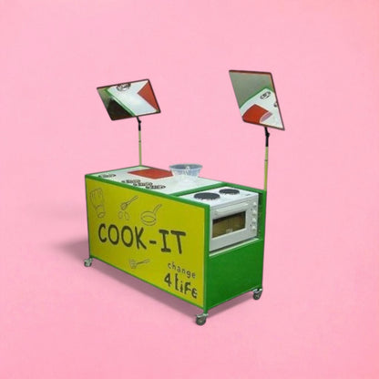 Complete cooking trolley optional mirrors