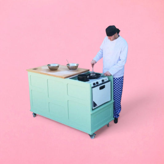 Wood Panelled Cooking Work Station (1NCST)
