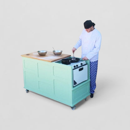 Wood Panelled Cooking Work Station (1NCST)