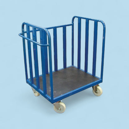 3 sided flat base trolley with large wheels