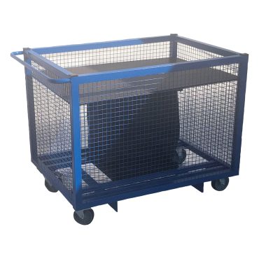 blue mesh spring box cage trolley