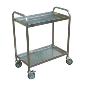 Stainless Steel 2 Flat Shelf Trolley