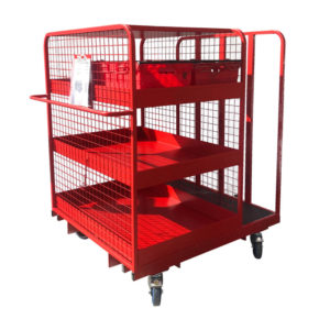 Mesh Tray Trolley With Packaging Storage