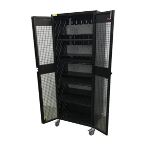 Black Powder Coat Locking Cage - open