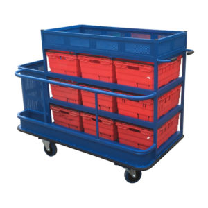 Box Trolley With Mesh Shelf Top and Basket Side