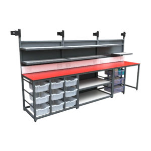 Wide Packing Bench With Multi Drawer Storage