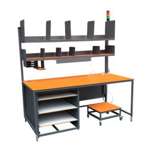 Orange Packing Bench With Castor Wheels