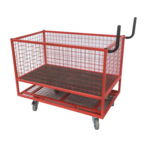 Mesh Container Trolley With Lower Shelf