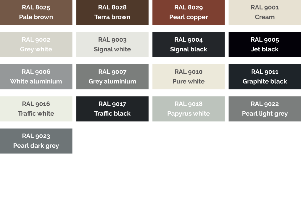 RAL Colours Sheets Brown and Grey